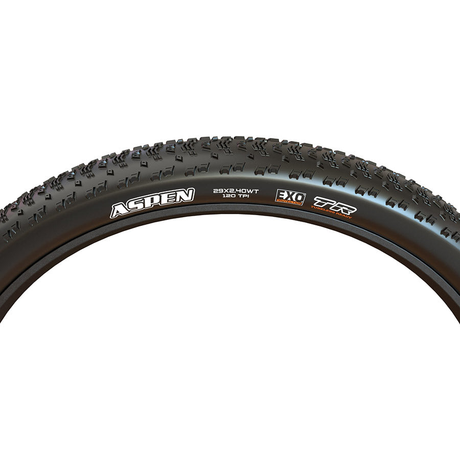 Maxxis, Aspen, Tire, 29x2.25, Folding, Tubeless Ready, Dual, EXO, 120TPI, Black