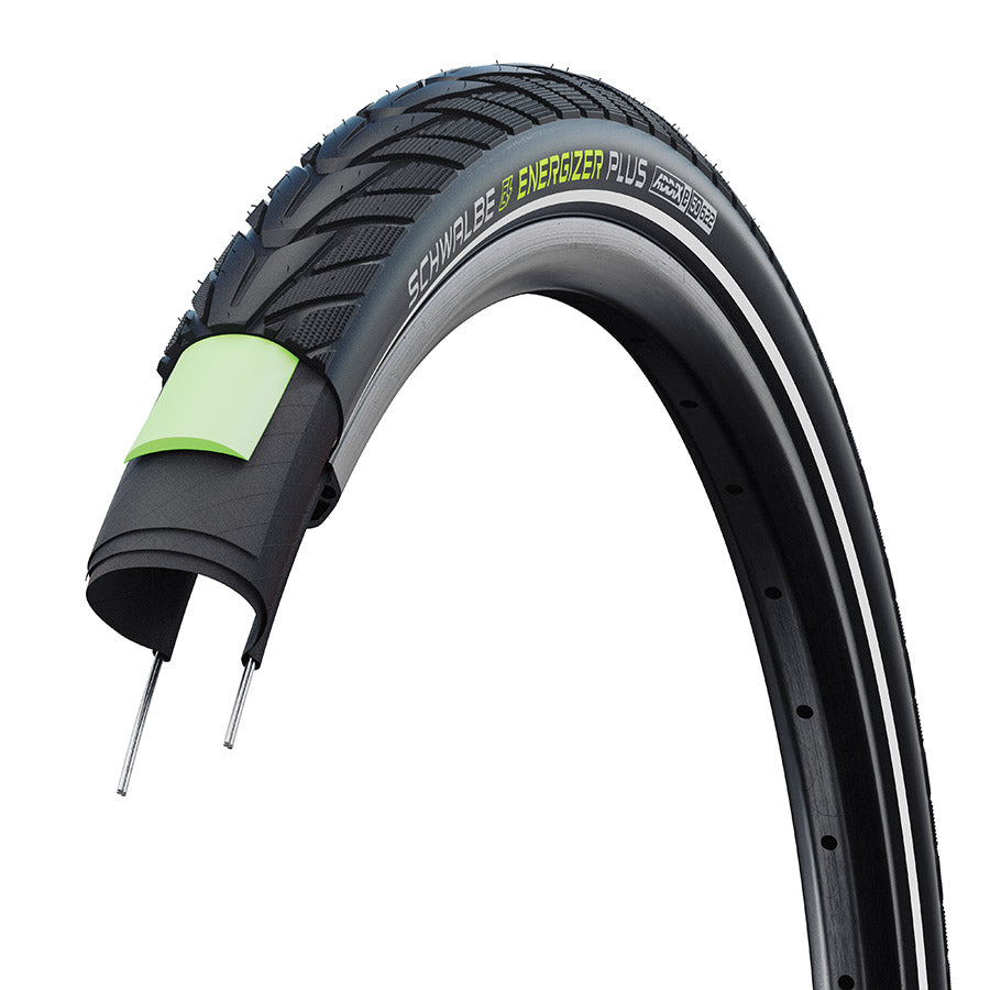 Schwalbe, Energizer Plus, Tire, 700x35C, Wire, Clincher, Addix E, GreenGuard, Reflex, 67TPI, Black