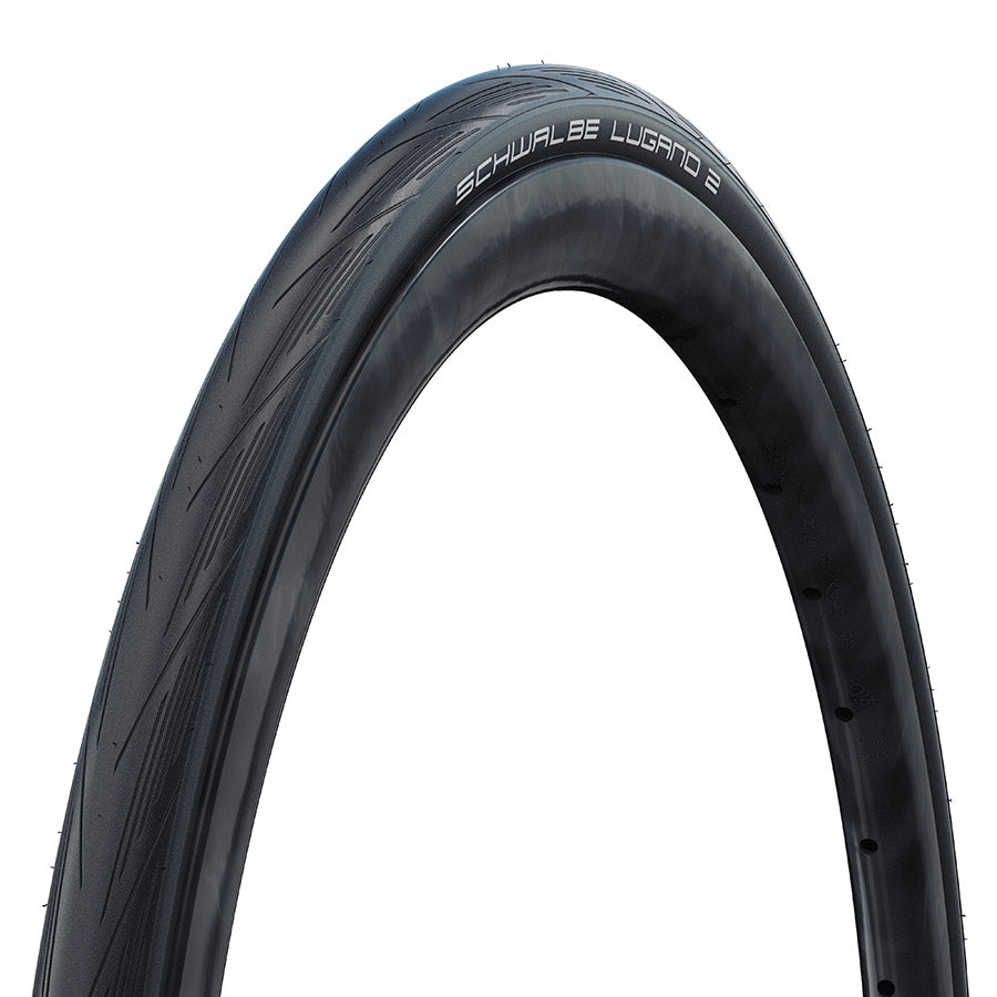 Schwalbe, Lugano II, Road Tire, 700x23C, Wire, Clincher, SiC, K-Guard, 50TPI, Black