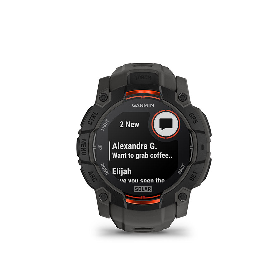 Garmin, Instinct 3 50mm Solar, Watch, Watch Color: Black, Wristband: Charcoal - Silicone