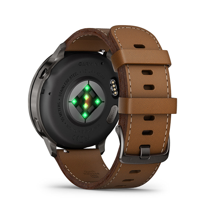 Garmin, Venu 4 45mm, Watch, Watch Color: Slate, Wristband: Black - Silicone