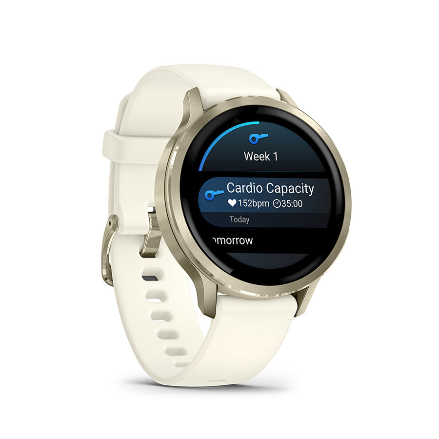 Garmin, Venu 4 41mm, Watch, Watch Color: Lunar Gold, Wristband: Bone - Silicone