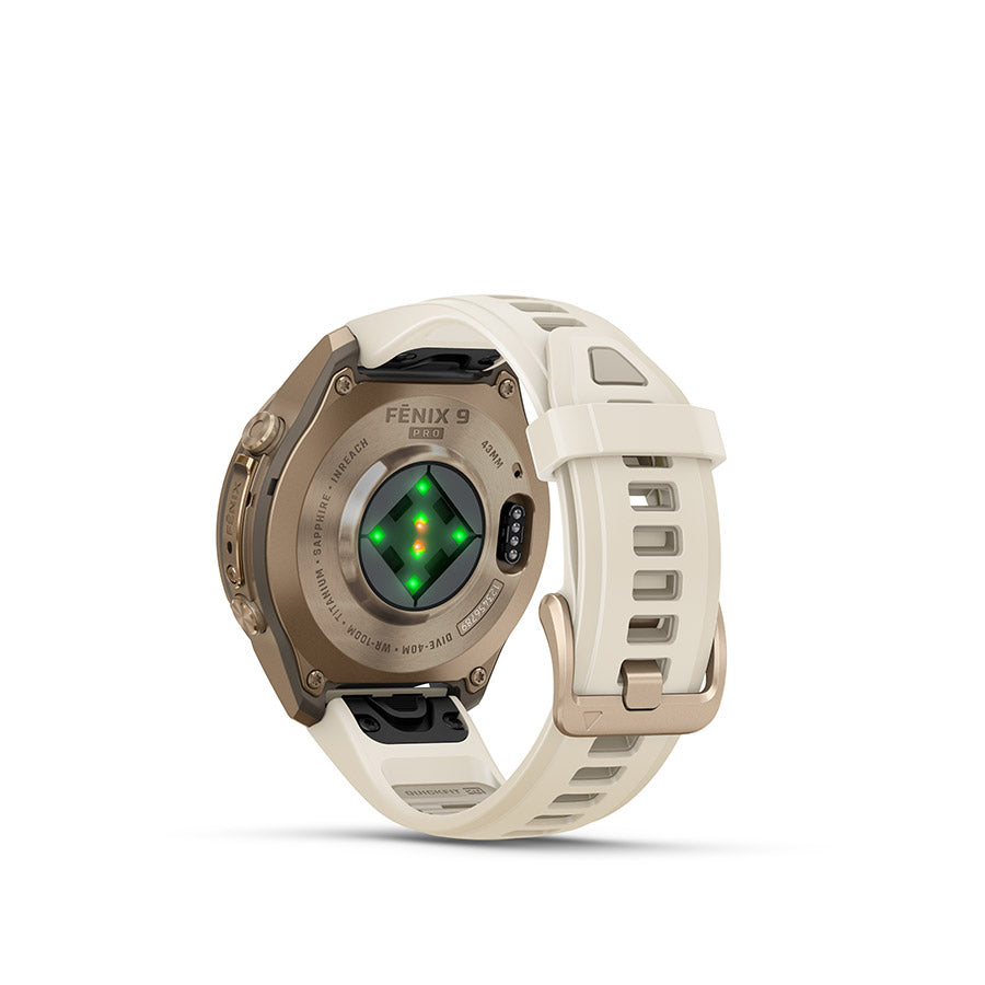 Garmin, fenix 9 Pro inReach 43mm, Watch, Watch Color: Titanium, Wristband: Shell Pink/ Autumn Orange - Silicone