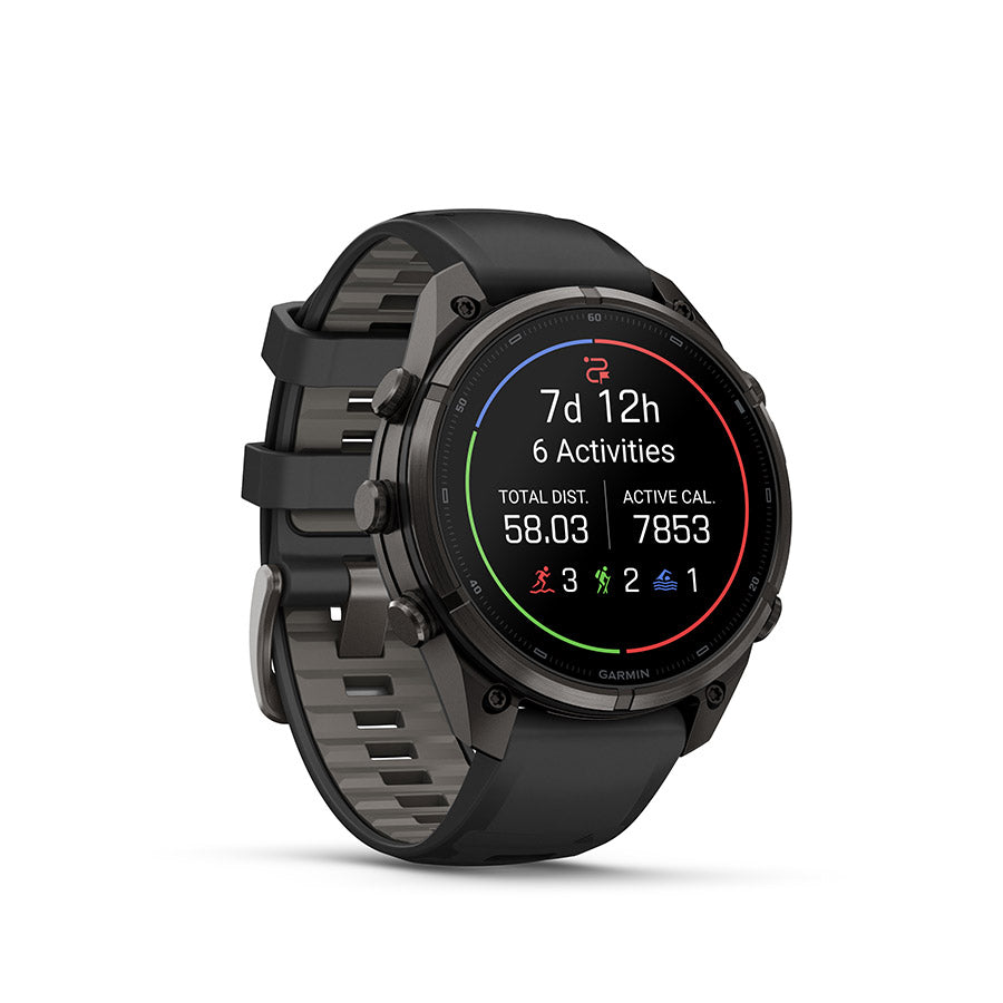 Garmin, fenix 9 Pro inReach 47mm, Watch, Watch Color: Titanium, Wristband: Autumn Orange / Spark Orange - Silicone