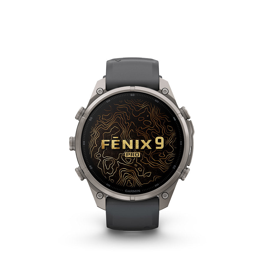 Garmin, fenix 9 Pro inReach 47mm, Watch, Watch Color: Titanium, Wristband: Autumn Orange / Spark Orange - Silicone