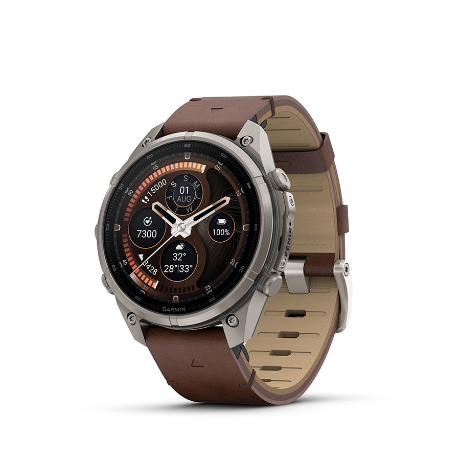 Garmin, fenix 9 Pro inReach 47mm, Watch, Watch Color: Titanium, Wristband: Autumn Orange / Spark Orange - Silicone