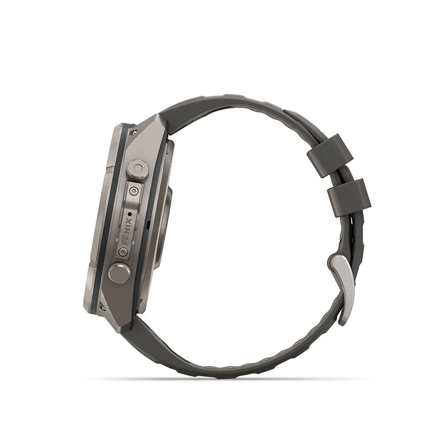 Garmin, fenix 9 Pro inReach Solar 51mm, Watch, Watch Color: Titanium, Wristband: Pebble Grey/ Silver Grey - Silicone