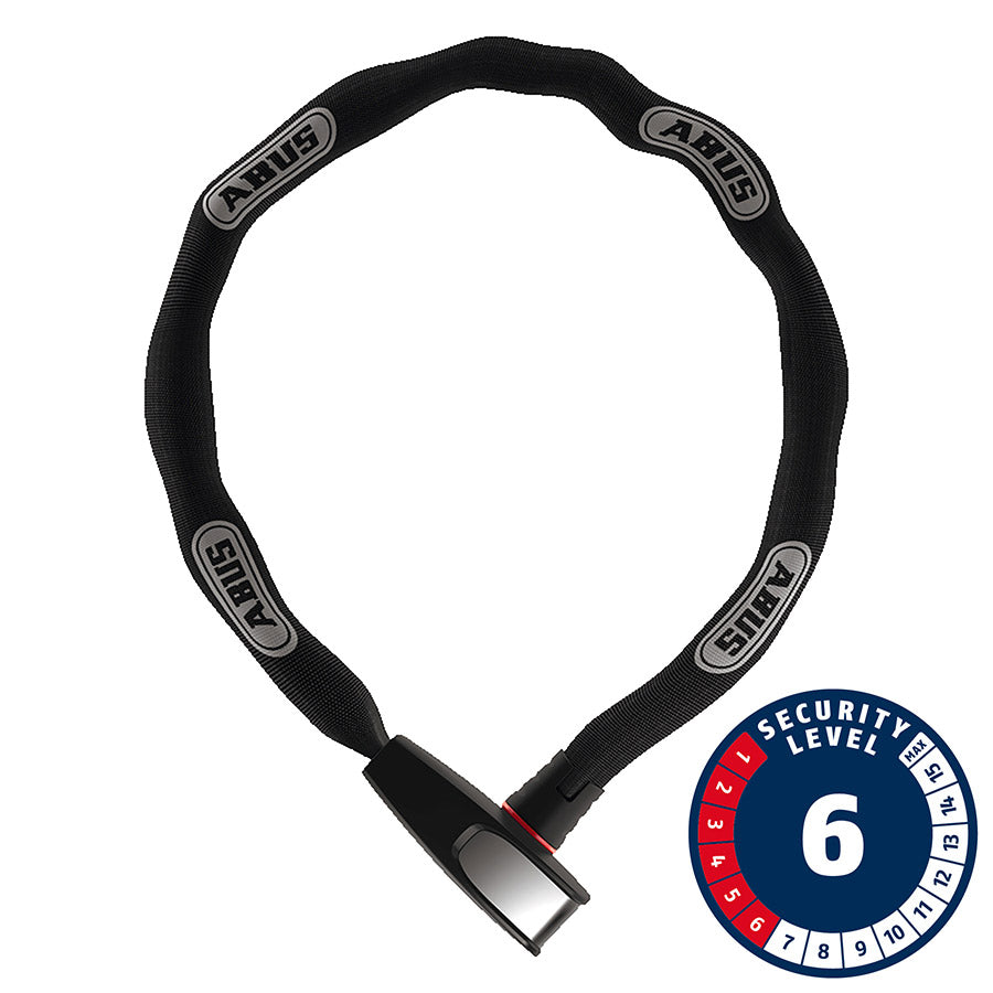 Abus, 6806K Catena Reflective, Chain Lock, Key, 6mm, 110cm, 3.6', Black Reflective